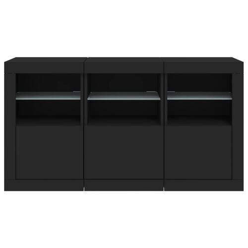 Skænk med LED-lys 123x37x67 cm sort
