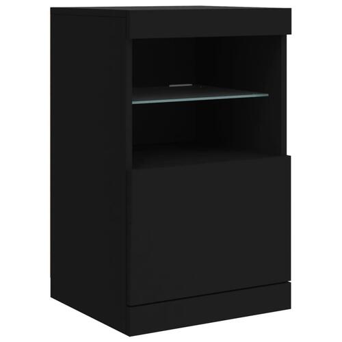 Skænk med LED-lys 123x37x67 cm sort
