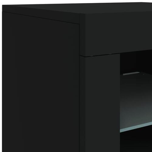 Skænk med LED-lys 123x37x67 cm sort