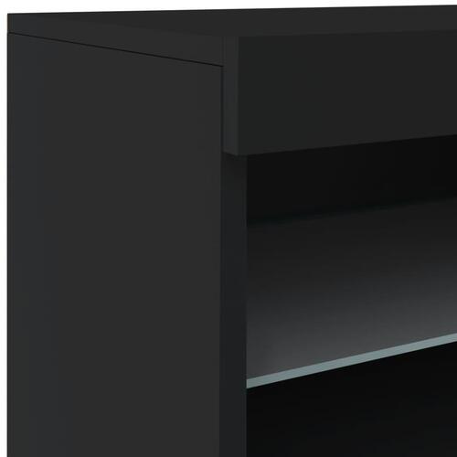 Skænk med LED-lys 123x37x67 cm sort
