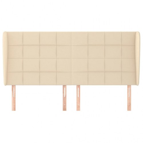 Sengegavl med kanter 203 x 23 x 118/128 cm - cremefarvet
