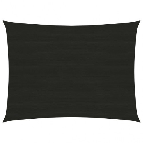 Solsejl 160 g/m² 6 × 7 m - HDPE, sort rektangulær