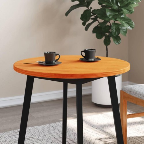 Bordplade Ø70x2,5 cm rund massivt fyrretræ gyldenbrun