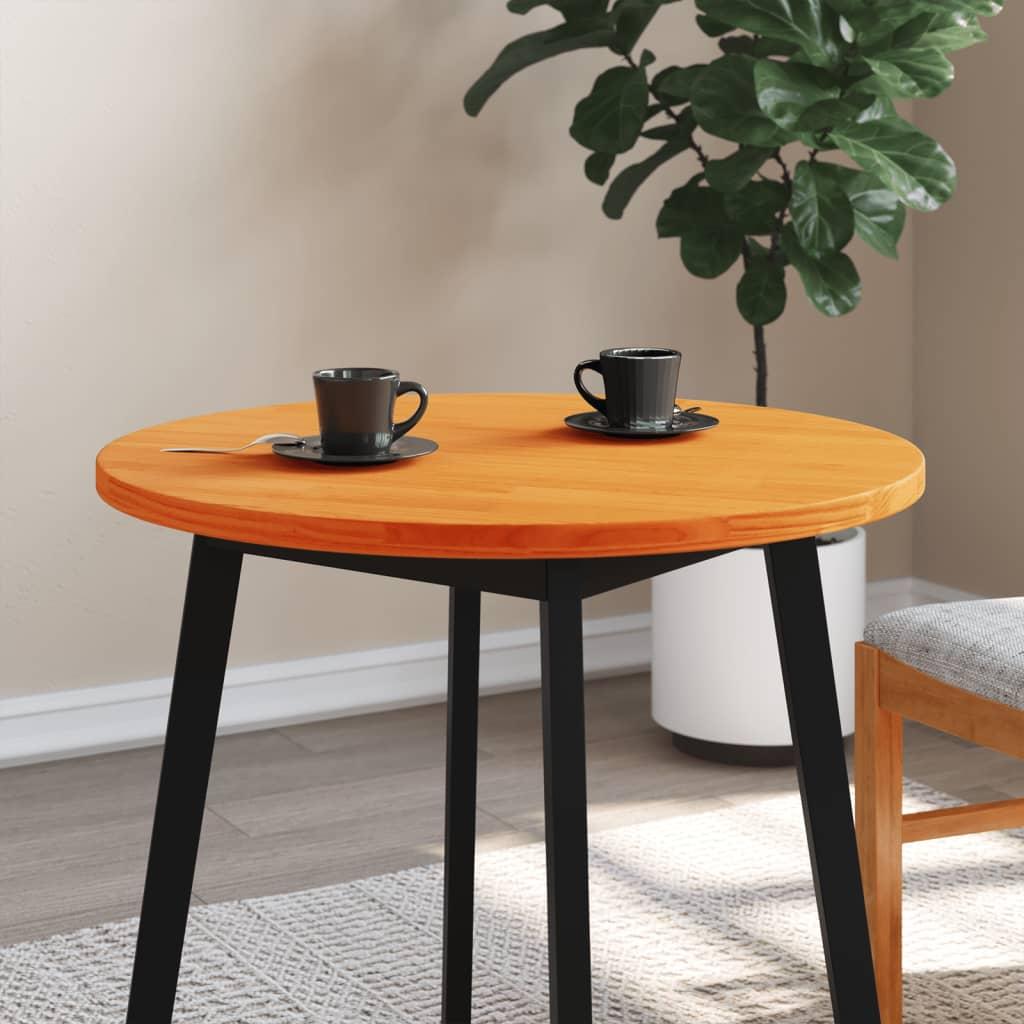 Bordplade Ø70x2 5 Cm Rund Massivt Fyrretræ Gyldenbrun