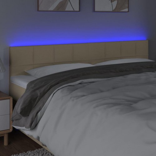 Sengegavl med LED-lys 200 x 5 x 78/88 cm - cremefarvet