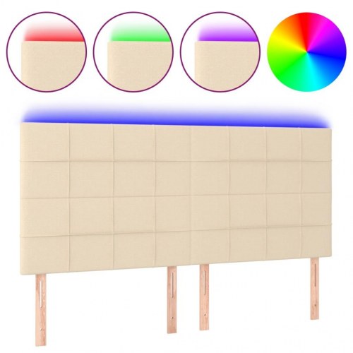 Sengegavl med LED-lys 200 x 5 x 118/128 cm - cremefarvet