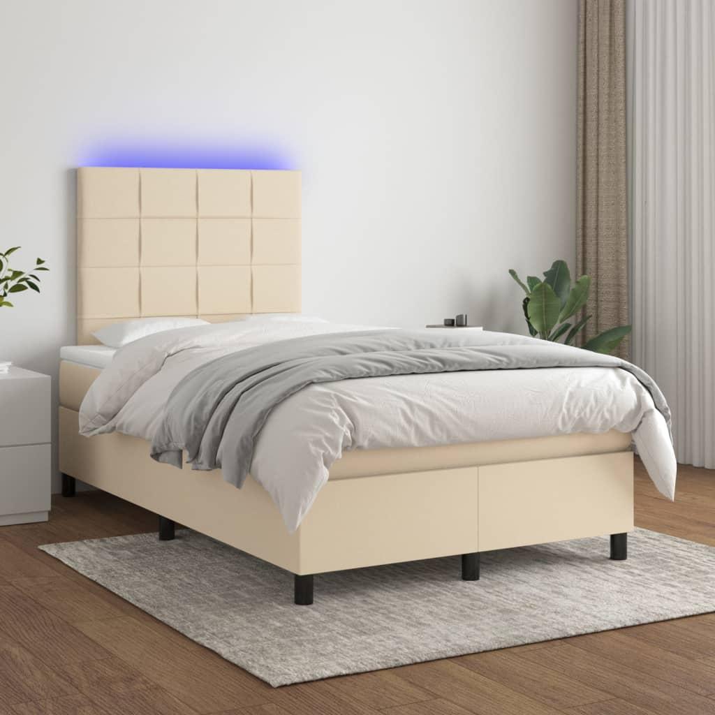 Kontinentalseng Med LED-lys Stof - Creme / 120 X 200 cm / Blok med firkanter