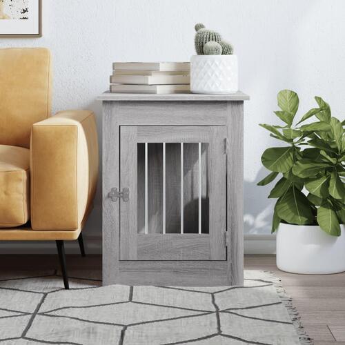 Hundebur 55x80x68 cm konstrueret træ grå sonoma-eg