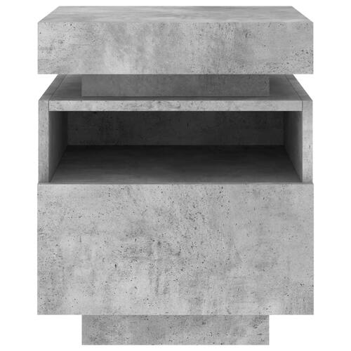 Sengeborde 2 stk. med LED-lys 40x39x48,5 cm betongrå