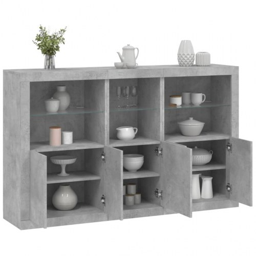 Skænk med LED-lys 162×37×100 cm - betongrå