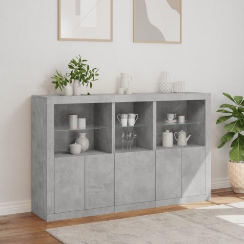Skænk med LED-lys 162×37×100 cm - betongrå