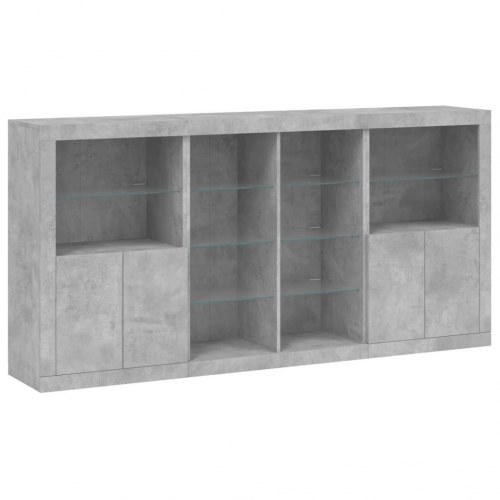 Skænk med LED-lys 202×37×100 cm - betongrå
