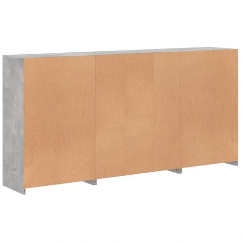 Skænk med LED-lys 202×37×100 cm - betongrå