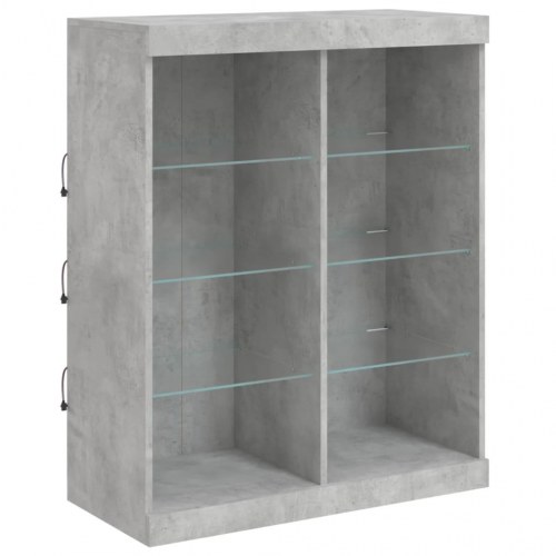 Skænk med LED-lys 202×37×100 cm - betongrå