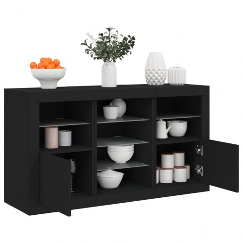 Skænk med LED-lys - 123 × 37 × 67 cm - sort
