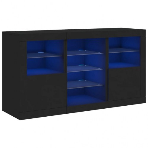 Skænk med LED-lys - 123 × 37 × 67 cm - sort
