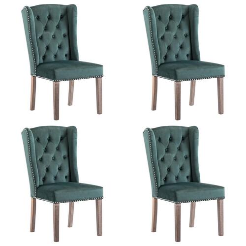 Spisebordsstole 4 stk. velour mørkegrøn