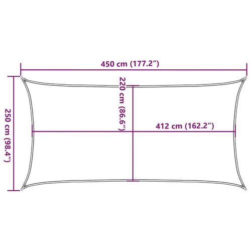 Solsejl 4,5x2,5 m 100 % polyesterstof sandfarvet