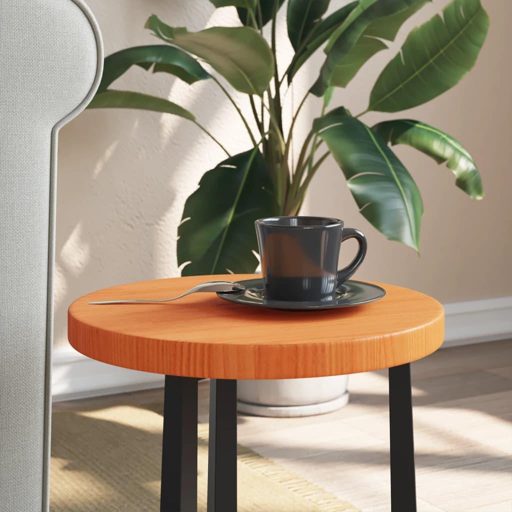 Bordplade Ø30x2,5 cm rund massivt fyrretræ gyldenbrun billede