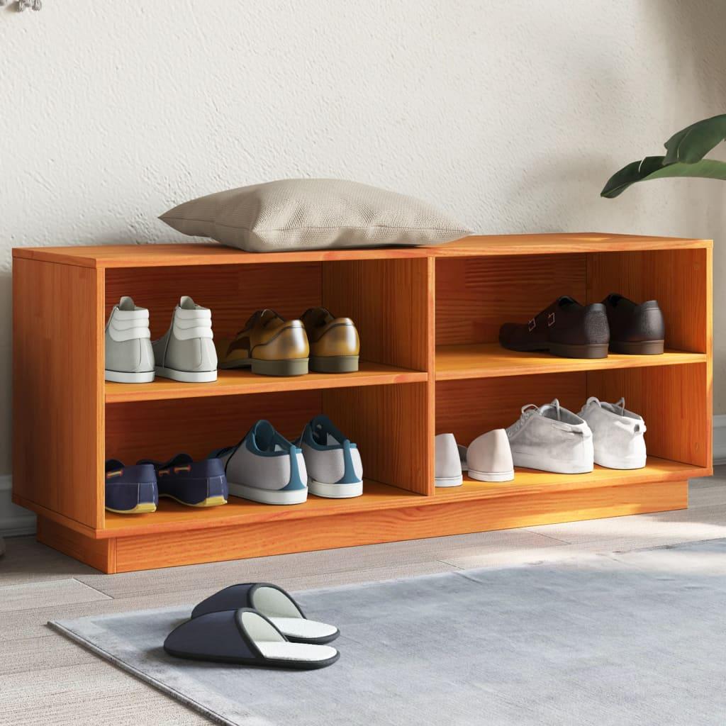 Skoreol 110X34X45 Cm Massivt Fyrretræ - Gyldenbrun