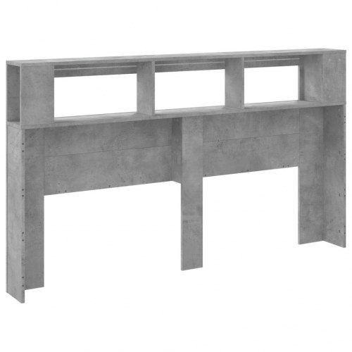 Sengegavl med LED-lys 180 × 18,5 × 103,5 cm - betongrå, konstrueret træ