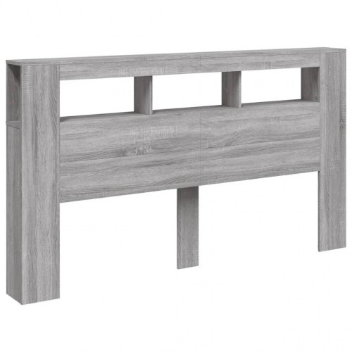 Sengegavl med LED-lys 180 × 18,5 × 103,5 cm - grå sonoma, konstrueret træ