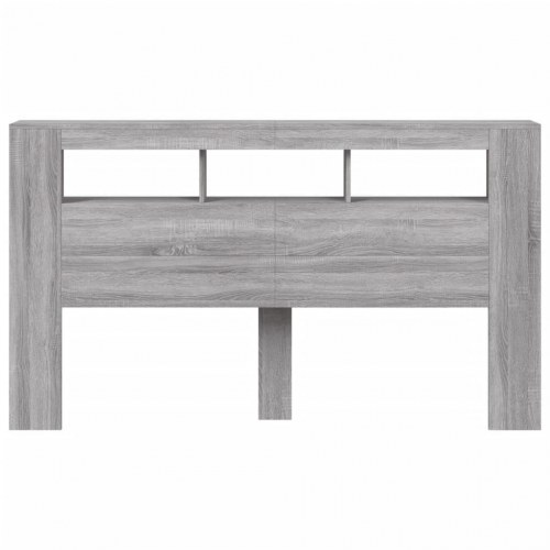 Sengegavl med LED-lys 180 × 18,5 × 103,5 cm - grå sonoma, konstrueret træ