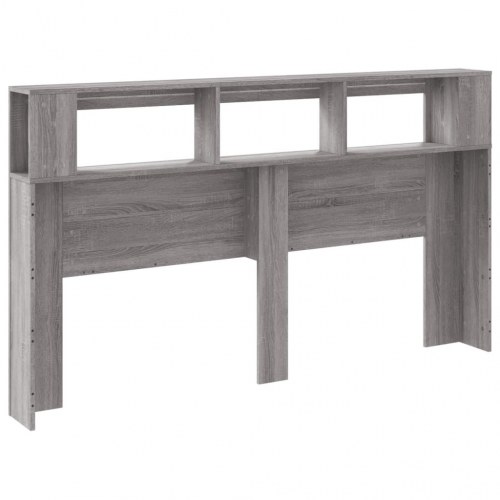 Sengegavl med LED-lys 180 × 18,5 × 103,5 cm - grå sonoma, konstrueret træ