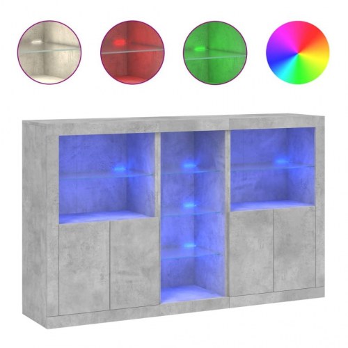 Skænk med LED-lys 162×37×100 cm - betongrå
