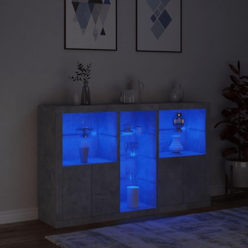 Skænk med LED-lys 162×37×100 cm - betongrå