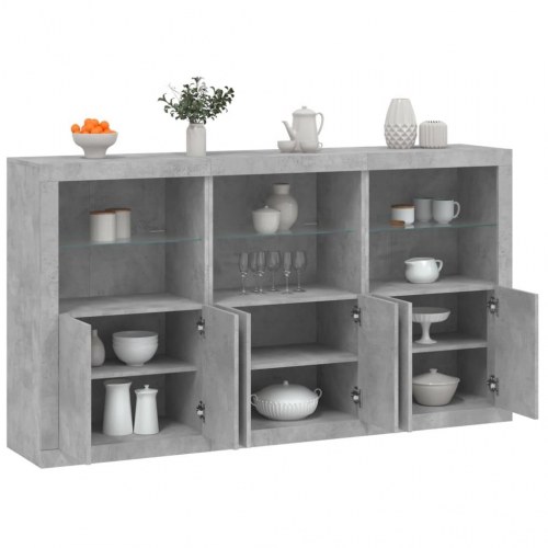 Skænk med LED-lys 181,5x37x100 cm - betongrå
