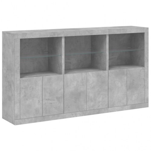 Skænk med LED-lys 181,5x37x100 cm - betongrå