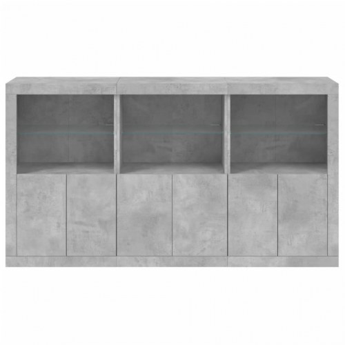 Skænk med LED-lys 181,5x37x100 cm - betongrå