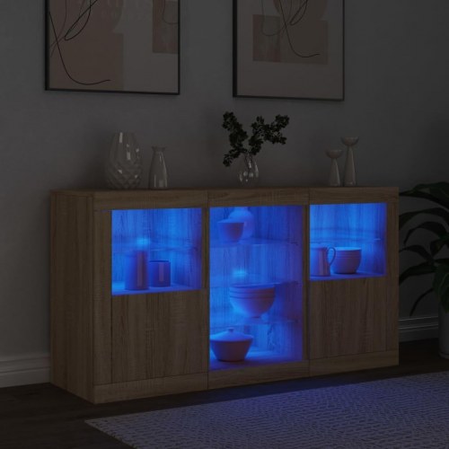 Skænk med LED-lys 123x37x67 cm - sonoma-eg