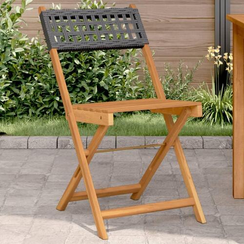 Bistrostole 2 stk. massivt akacietræ og polyrattan sort
