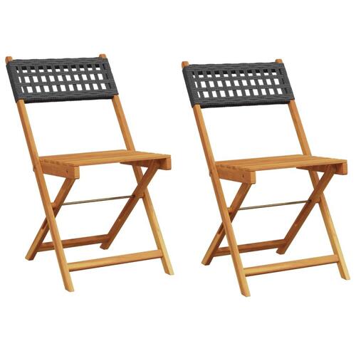 Bistrostole 2 stk. massivt akacietræ og polyrattan sort