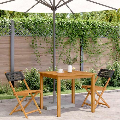 Bistrostole 2 stk. massivt akacietræ og polyrattan sort