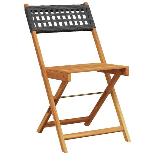 Bistrostole 2 stk. massivt akacietræ og polyrattan sort