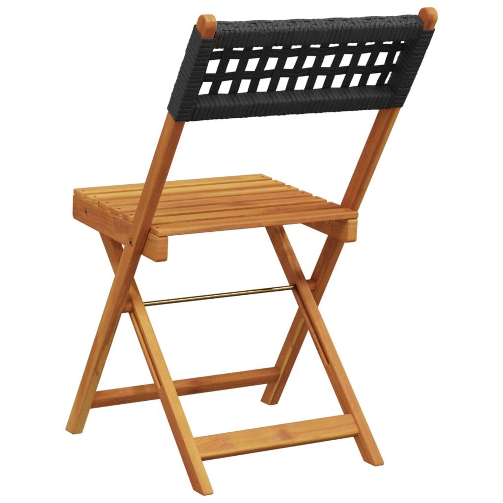Bistrostole 2 stk. massivt akacietræ og polyrattan sort