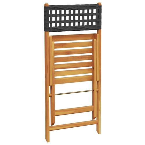 Bistrostole 2 stk. massivt akacietræ og polyrattan sort