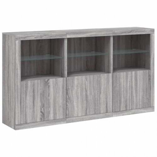 Skænk med LED-lys 181,5×37×100 cm - grå sonoma-eg
