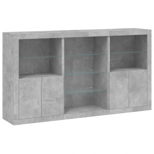 Skænk med LED-lys 181,5×37×100 cm - betongrå