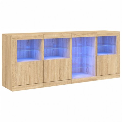 Skænk med LED-lys 164×37×67 cm - sonoma-eg
