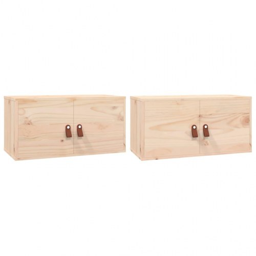 Vægskabe 2 stk. 60x30x30 cm massivt fyrretræ