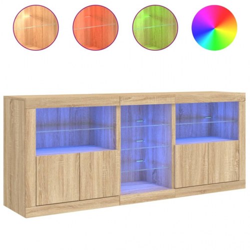 Skænk med LED-lys 162×37×67 cm - sonoma-eg