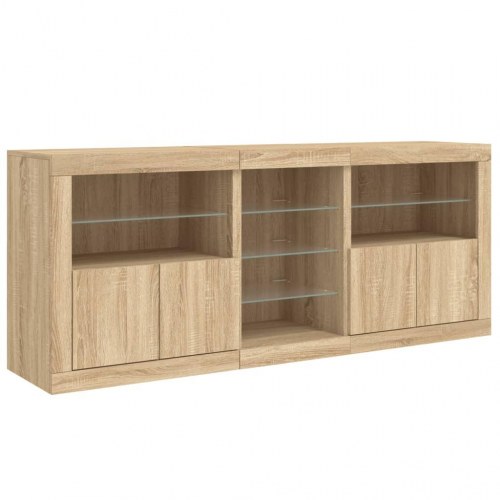 Skænk med LED-lys 162×37×67 cm - sonoma-eg