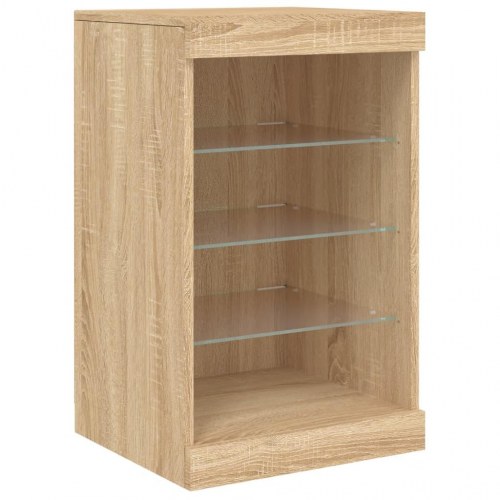 Skænk med LED-lys 162×37×67 cm - sonoma-eg