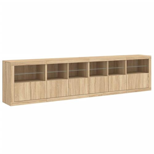 Skænk med LED-lys 283x37x67 cm sonoma-eg