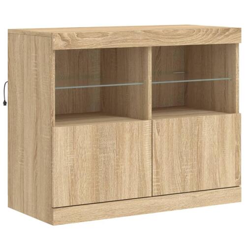 Skænk med LED-lys 283x37x67 cm sonoma-eg