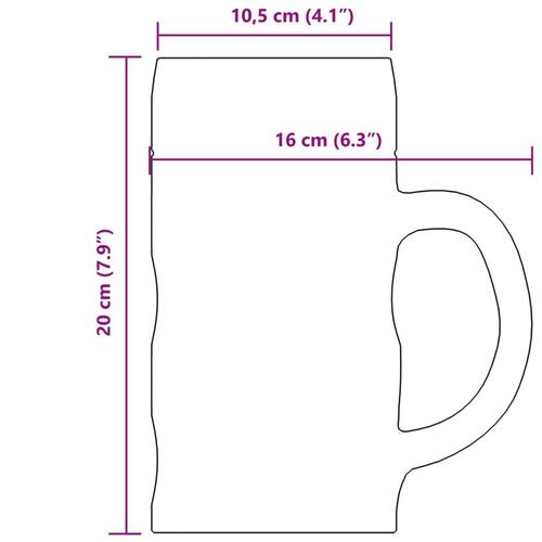 Ølglas 6 stk. med håndtag 1000 ml